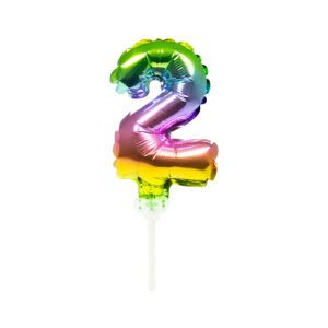 Folienballon Zahl 2 Tortendeko rainbow