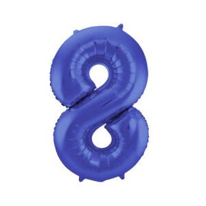 Folienballon Zahl 8 blau metallic matt